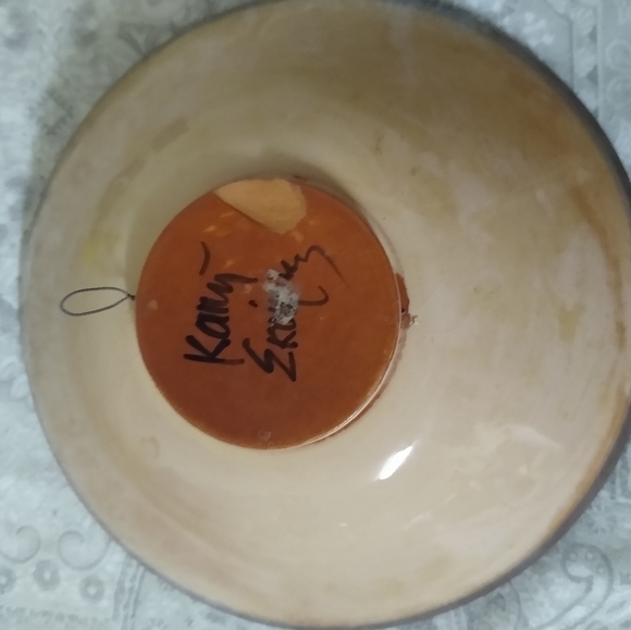 Nautical,Sailing, Beautiful Detailed Hand Painted Pottery Bowl with Ship, Signed - Picture 3 of 4